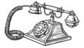 Antique Rotary Phone Outline Drawing Classic Tech Vector, vector design Generative AI Royalty Free Stock Photo