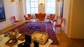 Antique royal furniture sofa and armchairs in the interior of Prague Castle in Prague