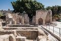Antique ruins in the city center. Greece, Rhodes Island in Rhodes City Royalty Free Stock Photo