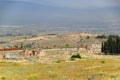 Antique ruins and limestone blocks in Hierapolis, Turkey. Ancient city