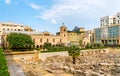 Antique ruins and Saint George Greek Orthodox Cathedral in Beirut, Lebanon Royalty Free Stock Photo