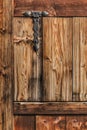 Antique Rustic Pine Wooden Door With Wrought Iron Hinge Royalty Free Stock Photo