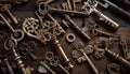 Antique rusty key unlocks old padlock success generated by AI