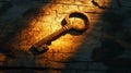 Antique Rusty Key on Weathered Wood Royalty Free Stock Photo