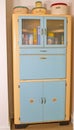 Antique 1950\'s kitchen larder cabinet in pale blue and cream