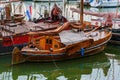 Antique sailboat in a harbor