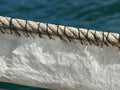 Antique Sailing Ship Closeup Detail of Canvas Sail and Rigging Royalty Free Stock Photo