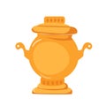 Antique samovar for traditional tea drinking. Vector. Russian item for preparing hot