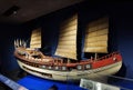 Antique Scale Model Keying Boat Miniature Vessel Ship Wooden Sailboat Shipbuilding Sails Flags Museum Exhibition