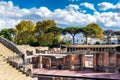 The antique scene ancient greek amphitheater in Pompeii, Italy