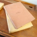 Antique school desk with books