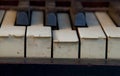 Antique Ivory Piano Keys Forgotten dramatically symbolize an age gone and music once heard in music halls Royalty Free Stock Photo