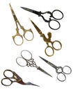 Antique scissors with clipping paths. Collection Royalty Free Stock Photo