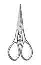 Antique scissors hand draw vintage style black and white clip art isolated on white background,Vintage scissors rare item