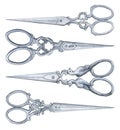 Antique scissors - vintage accessory. Royalty Free Stock Photo