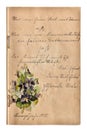 Antique scrapbook album with handwriting and picture