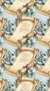 Antique Scroll Pattern with Botanical Accents Royalty Free Stock Photo