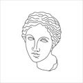 Antique Sculpture of Aphrodite in a Minimal Liner Trendy Style. Vector Illustration of the Greek God