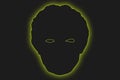 Antique sculpture of human face in artificial intelligence glow neon art style. Modern creative concept image with Royalty Free Stock Photo