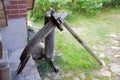 Antique scythe for mowing grass, close-up Royalty Free Stock Photo