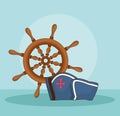 Antique sea navigation tools cartoons Royalty Free Stock Photo