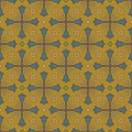 Antique seamless background image of vintage brown blue cross flower kaleidoscope Royalty Free Stock Photo
