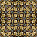 Antique seamless background image of vintage yellow spiral curve cross vine blue flower Royalty Free Stock Photo