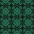 Antique seamless green background geometry heart square star