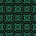 Antique seamless green background octagon spiral square flower Royalty Free Stock Photo