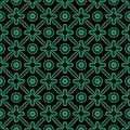 Antique seamless green background round cross ribbon flower Royalty Free Stock Photo