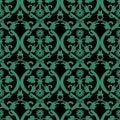 Antique seamless green background round spiral flower leaf vine Royalty Free Stock Photo