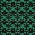 Antique seamless green background sawtooth flower cross