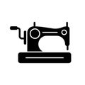 Antique sewing machine black glyph icon