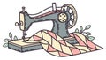 Antique sewing machine, timeless craftsmanship and textile art, vector design Generative AI Royalty Free Stock Photo