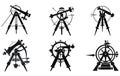 Antique Sextant is a Ship Navigation Silhouette , Vector sextant silhouette, Sextantn Compass Vector Silhouette Royalty Free Stock Photo