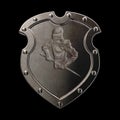 Antique shield with the relief of a knight. Royalty Free Stock Photo