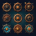 antique ship weel game ai generated Royalty Free Stock Photo