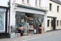 Street view  in usk wales antique shop opens up after the lockdown Royalty Free Stock Photo