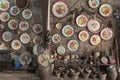 Antique shop in Takua Pa, Thailand. Old Chinese Plates, Mortars, and Household Items