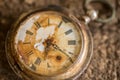 Antique silver broken pocket watch. Royalty Free Stock Photo