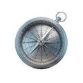 Antique silver compass with detailed engravings on a black background Royalty Free Stock Photo