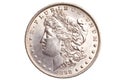 Antique silver dollar isolated