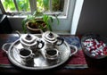 Antique Silver English tea service set Royalty Free Stock Photo