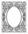 The antique silver frame ellipse on the white background