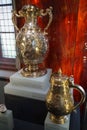 Antique silver and gold tableware in the National Museum of Gdansk