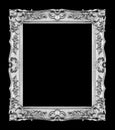 Antique silver gray frame isolated on black background, clipping path Royalty Free Stock Photo