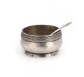 Antique silver saltcellar with silver spoon Royalty Free Stock Photo