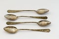Antique silver spoons Royalty Free Stock Photo