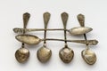 Antique silver spoons Royalty Free Stock Photo