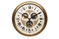 Antique skeleton wall clock, isolated on a white background